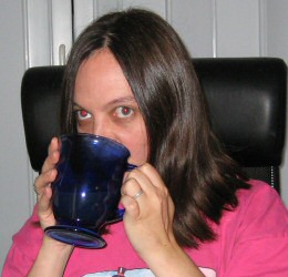 Holly, drinking coffee Holly, drinking coffee