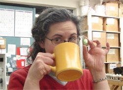 Diana with coffee and chocolate