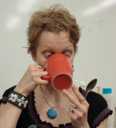 Rachel with coffee Rachel with coffee