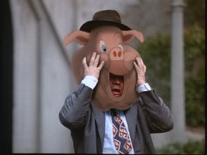 Bob Hoskins with a pig-head from Who Framed Roger Rabbit Bob Hoskins with a pig-head from Who Framed Roger Rabbit