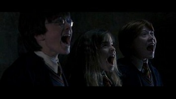 Harry, Hermione and Ron screaming from Harry Potter and the Sorcerer's Stone Harry, Hermione and Ron screaming from Harry Potter and the Sorcerer's Stone