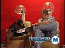 Pete Docter and the Pixar chimp Pete Docter and the Pixar chimp