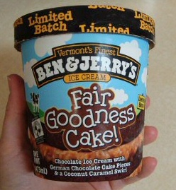 Fair Goodness Cake Ice Cream and Ben and Jerry's Fair Goodness Cake Ice Cream and Ben and Jerry's
