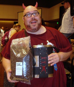 Mighty Bill with five pounds of coffee and six pounds of flask Mighty Bill with five pounds of coffee and six pounds of flask