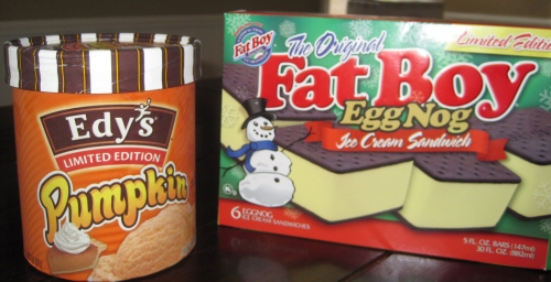 Edy's Pumpkin Ice Cream and Fat Boy Egg Nog Ice Cream Sandwiches Edy's Pumpkin Ice Cream and Fat Boy Egg Nog Ice Cream Sandwiches