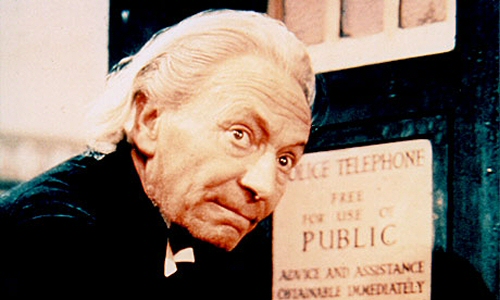 William Hartnell as The First Doctor from Doctor Who, in front of the TARDIS William Hartnell as The First Doctor from Doctor Who, in front of the TARDIS