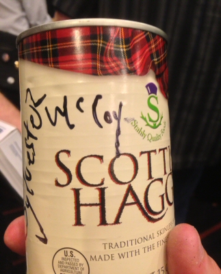 Canned haggis signed by Sylvester McCoy Canned haggis signed by Sylvester McCoy