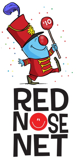 Red Nose Net's mascot, Happy Nano, by Len Peralta